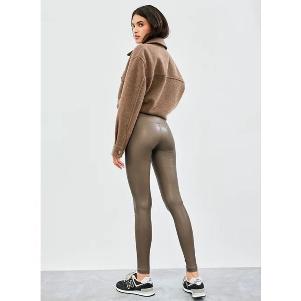 Wilfred Faux Leather Leggings in Taupe Green